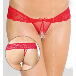 Softline String ouvert avec strass - Rouge